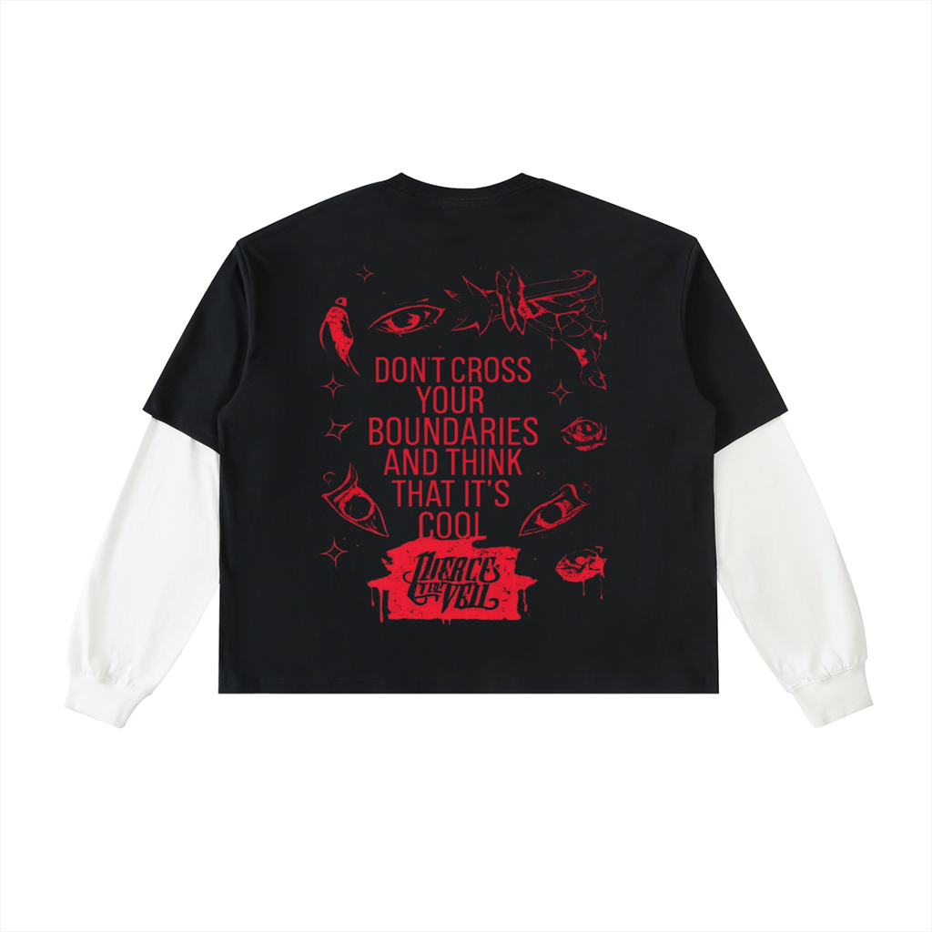 Layered Contrast Sleeve Cotton T-Shirt